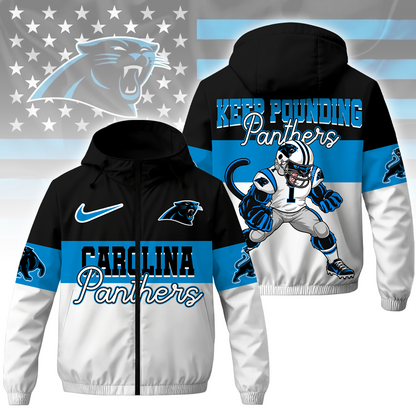 [SPECIAL OFFER] NEW CUSTOMIZED NFL23 CLP CAROLINA PANTHERS WINDBREAKER JACKET