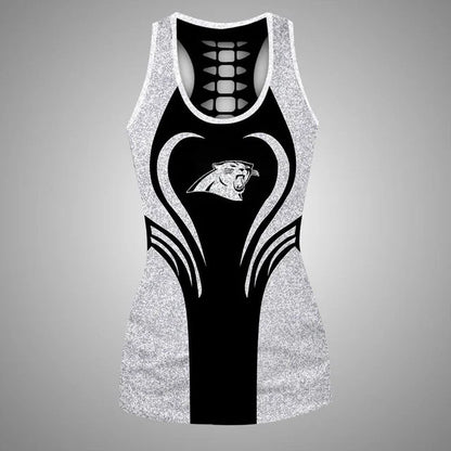 [SPECIAL OFFER] NEW CUSTOMIZED NFL23 CLP CAROLINA PANTHERS HOLLOW TANK TOP & LEGGINGS SET