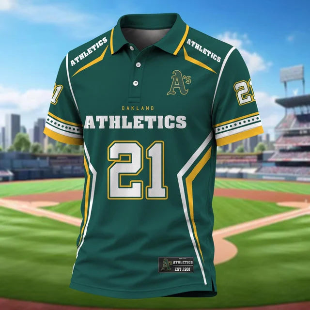 [FLASH SALE] NEW CUSTOMIZED MLB23 OAS OAKLAND ATHLETICS POLO SHIRT