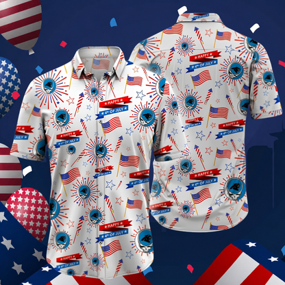 [SPECIAL OFFER] NEW CUSTOMIZED NFL23 CLP CAROLINA PANTHERS PATRIOTIC 250 USA HAWAIIAN SHIRT