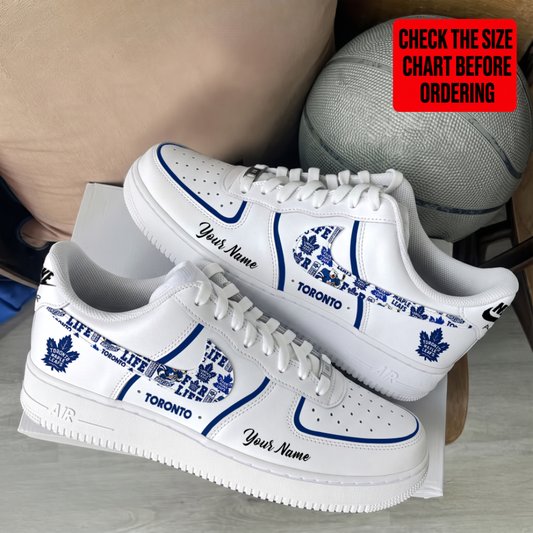 [SUPER SALE] NEW CUSTOMIZED NHL23 TML TORONTO MAPLE LEAFS AF1 SHOES