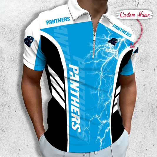 [SPECIAL OFFER] NEW CUSTOMIZED NFL23 CLP CAROLINA PANTHERS ZIP POLO SHIRT
