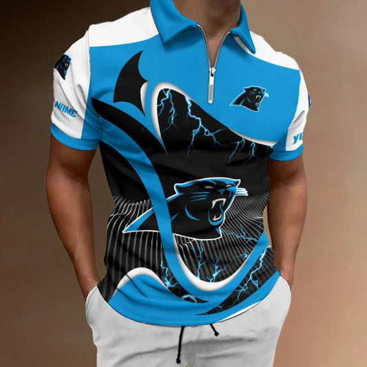 [SPECIAL OFFER] NEW CUSTOMIZED NFL23 CLP CAROLINA PANTHERS ZIP POLO SHIRT
