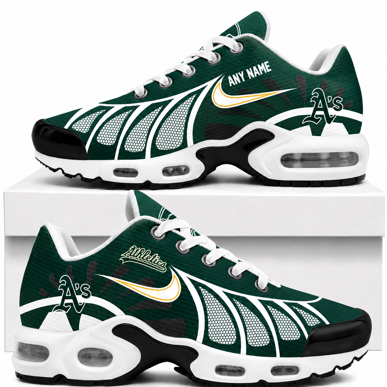 [FLASH SALE] NEW CUSTOMIZED MLB23 OAS OAKLAND ATHLETICS AIR MAX PLUS SNEAKERS