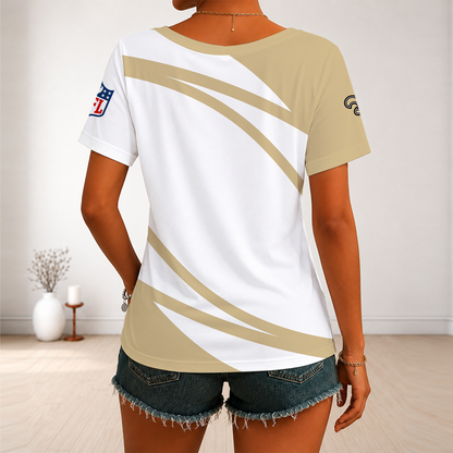 [SPECIAL OFFER] NEW CUSTOMIZED NFL24 NOS NEW ORLEANS SAINTS V-NECK FEMALE SHIRT
