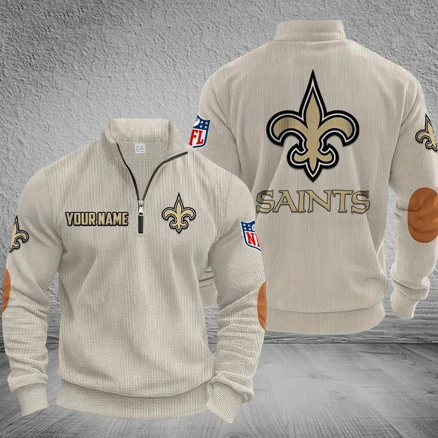 [SPECIAL OFFER] NEW CUSTOMIZED NFL24 NOS NEW ORLEANS SAINTS MULTICOLOR STRIPED QUATER ZIP SWEATSHIRT