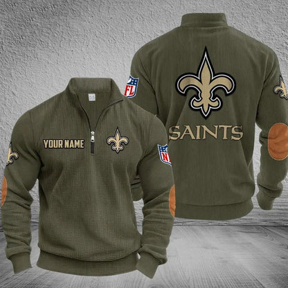 [SPECIAL OFFER] NEW CUSTOMIZED NFL24 NOS NEW ORLEANS SAINTS MULTICOLOR STRIPED QUATER ZIP SWEATSHIRT