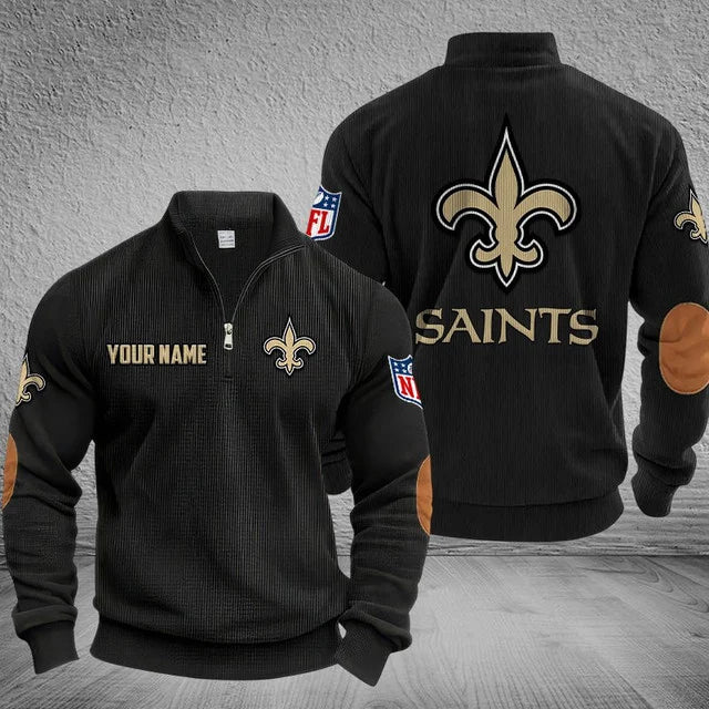 [SPECIAL OFFER] NEW CUSTOMIZED NFL24 NOS NEW ORLEANS SAINTS MULTICOLOR STRIPED QUATER ZIP SWEATSHIRT