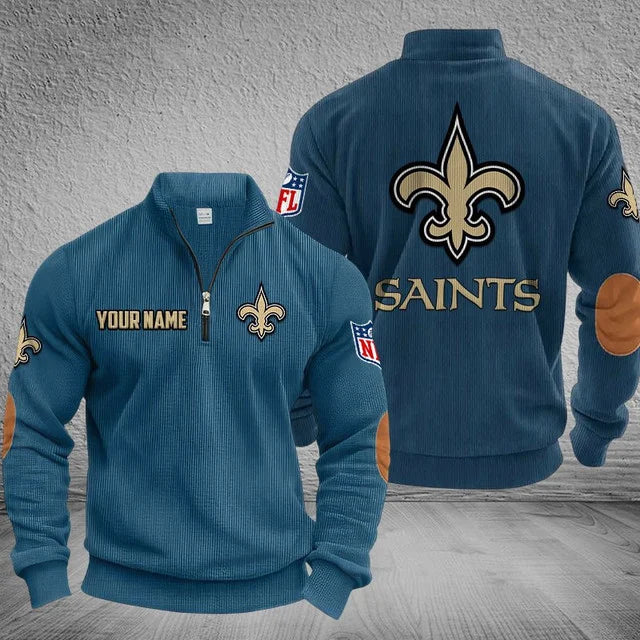 [SPECIAL OFFER] NEW CUSTOMIZED NFL24 NOS NEW ORLEANS SAINTS MULTICOLOR STRIPED QUATER ZIP SWEATSHIRT