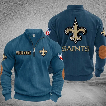 [SPECIAL OFFER] NEW CUSTOMIZED NFL24 NOS NEW ORLEANS SAINTS MULTICOLOR STRIPED QUATER ZIP SWEATSHIRT