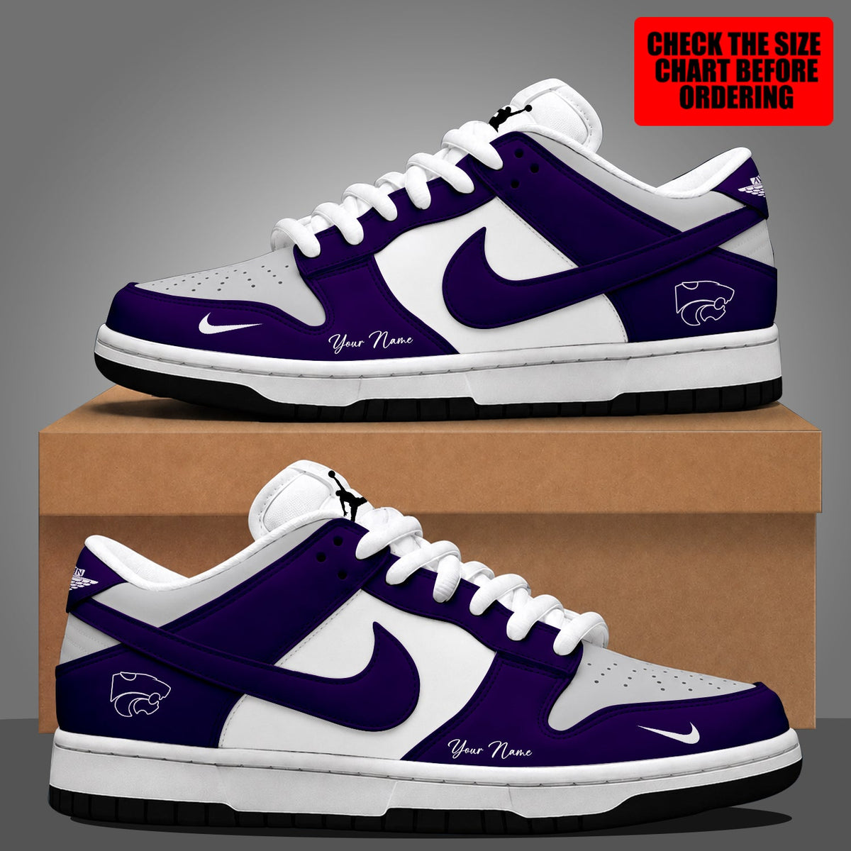 [FAN FAVORITE] NEW CUSTOMIZED NCAA FBS24 KSW KANSAS STATE WILDCATS DUNK LOW SHOES