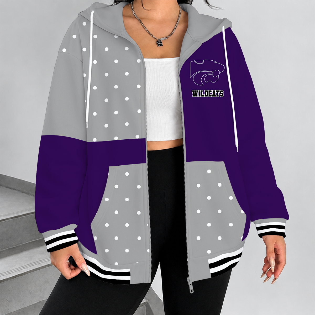 [FAN FAVORITE] NEW CUSTOMIZED NCAA FBS24 KSW KANSAS STATE WILDCATS ZIP HOODIE