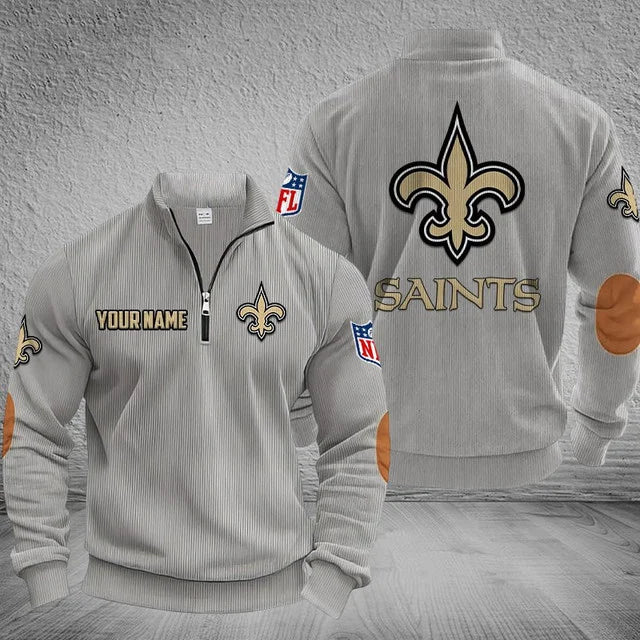 [SPECIAL OFFER] NEW CUSTOMIZED NFL24 NOS NEW ORLEANS SAINTS MULTICOLOR STRIPED QUATER ZIP SWEATSHIRT