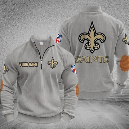 [SPECIAL OFFER] NEW CUSTOMIZED NFL24 NOS NEW ORLEANS SAINTS MULTICOLOR STRIPED QUATER ZIP SWEATSHIRT