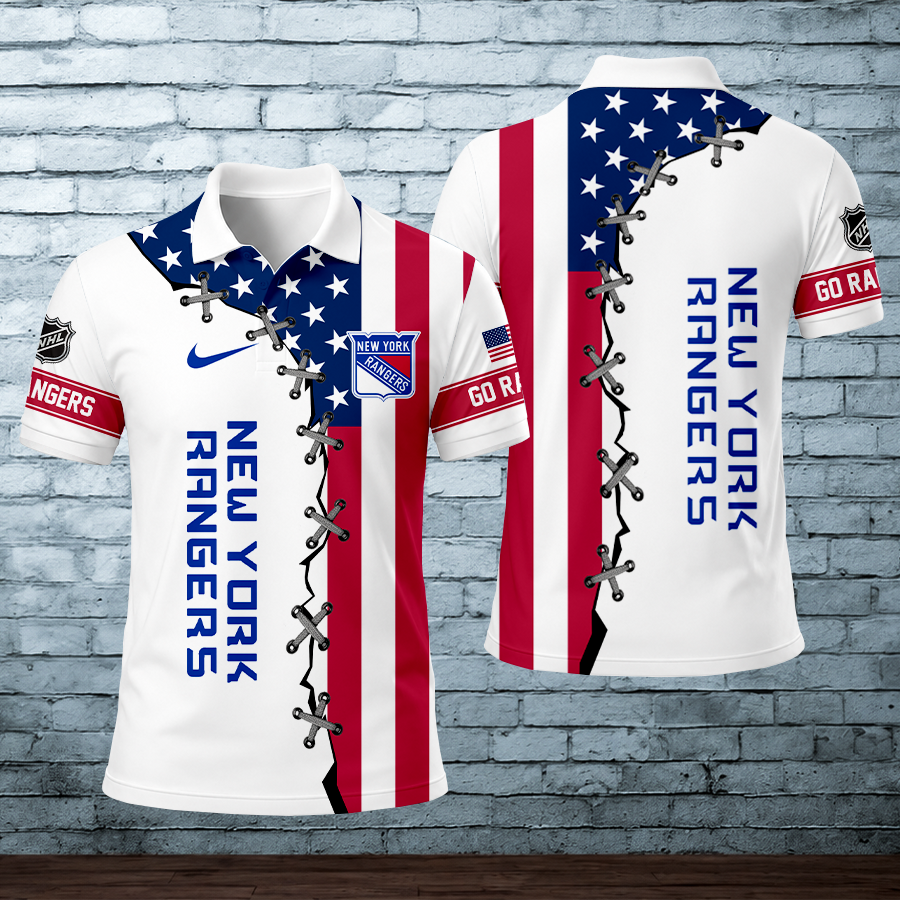 [SUPER SALE] NEW CUSTOMIZED NHL24 NYR NEW YORK RANGERS POLO SHIRT