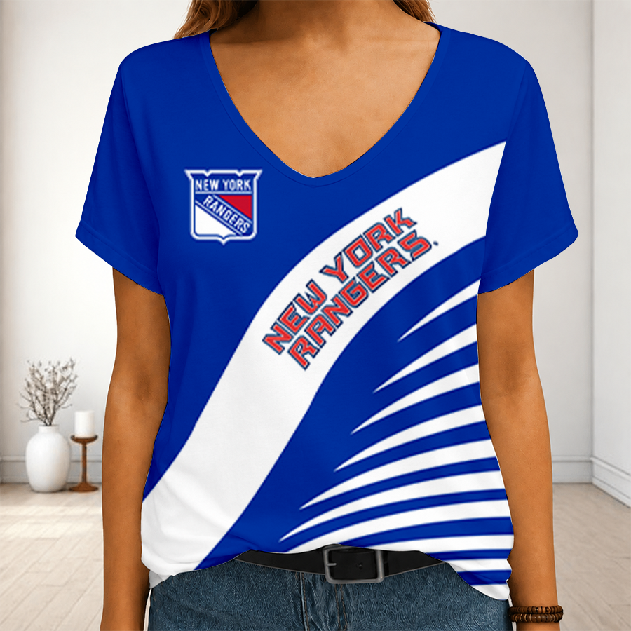 [SUPER SALE] NEW CUSTOMIZED NHL24 NYR NEW YORK RANGERS V-NECK FEMALE SHIRT