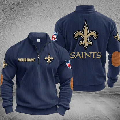 [SPECIAL OFFER] NEW CUSTOMIZED NFL24 NOS NEW ORLEANS SAINTS MULTICOLOR STRIPED QUATER ZIP SWEATSHIRT