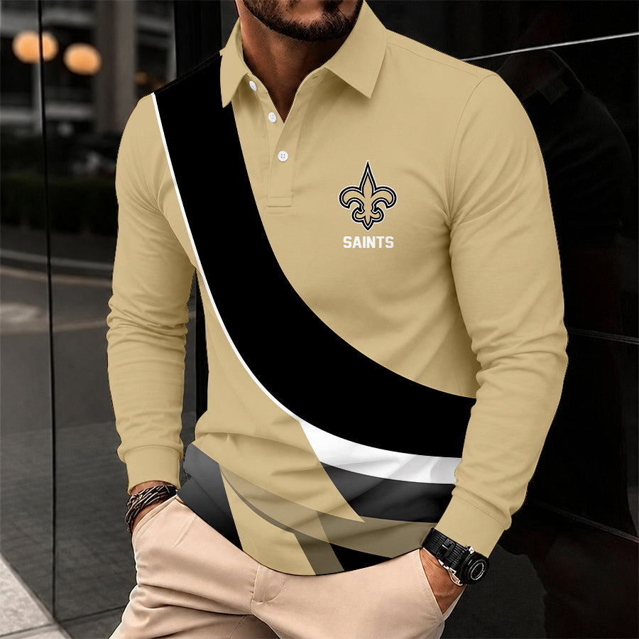 [SPECIAL OFFER] NEW CUSTOMIZED NFL24 NOS NEW ORLEANS SAINTS LONG SLEEVE POLO SHIRT