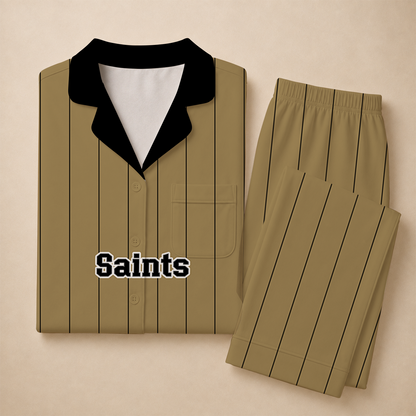 [SPECIAL OFFER] NEW CUSTOMIZED NFL24 NOS NEW ORLEANS SAINTS SHORT SLEEVE & LONG PANTS PAJAMAS SET