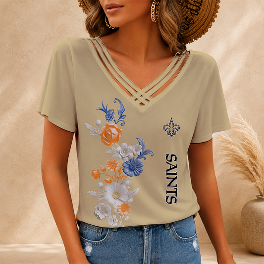[SPECIAL OFFER] NEW CUSTOMIZED NFL24 NOS NEW ORLEANS SAINTS V-NECK SHIRT