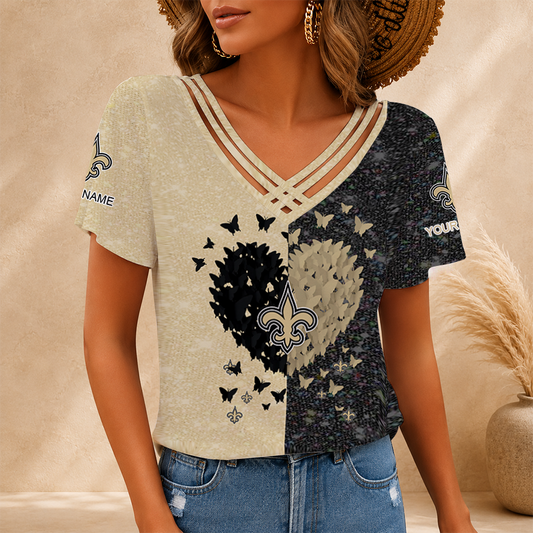 [SPECIAL OFFER] NEW CUSTOMIZED NFL24 NOS NEW ORLEANS SAINTS V-NECK SHIRT