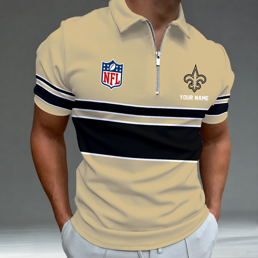 [SPECIAL OFFER] NEW CUSTOMIZED NFL24 NOS NEW ORLEANS SAINTS ZIP POLO SHIRT