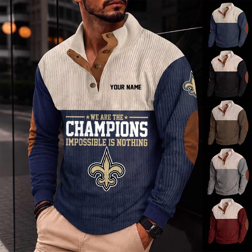 [SPECIAL OFFER] NEW CUSTOMIZED NFL24 NOS NEW ORLEANS SAINTS BUTTON SWEATSHIRTS STAND COLLAR