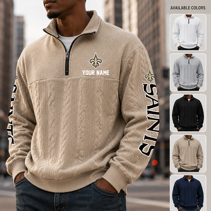 [SPECIAL OFFER] NEW CUSTOMIZED NFL24 NOS NEW ORLEANS SAINTS MULTICOLOR QUARTER-ZIP SWEATSHIRT