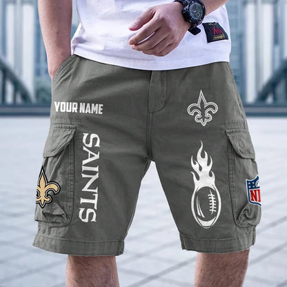 [SPECIAL OFFER] NEW CUSTOMIZED NFL24 NOS NEW ORLEANS SAINTS CARGO SHORTS