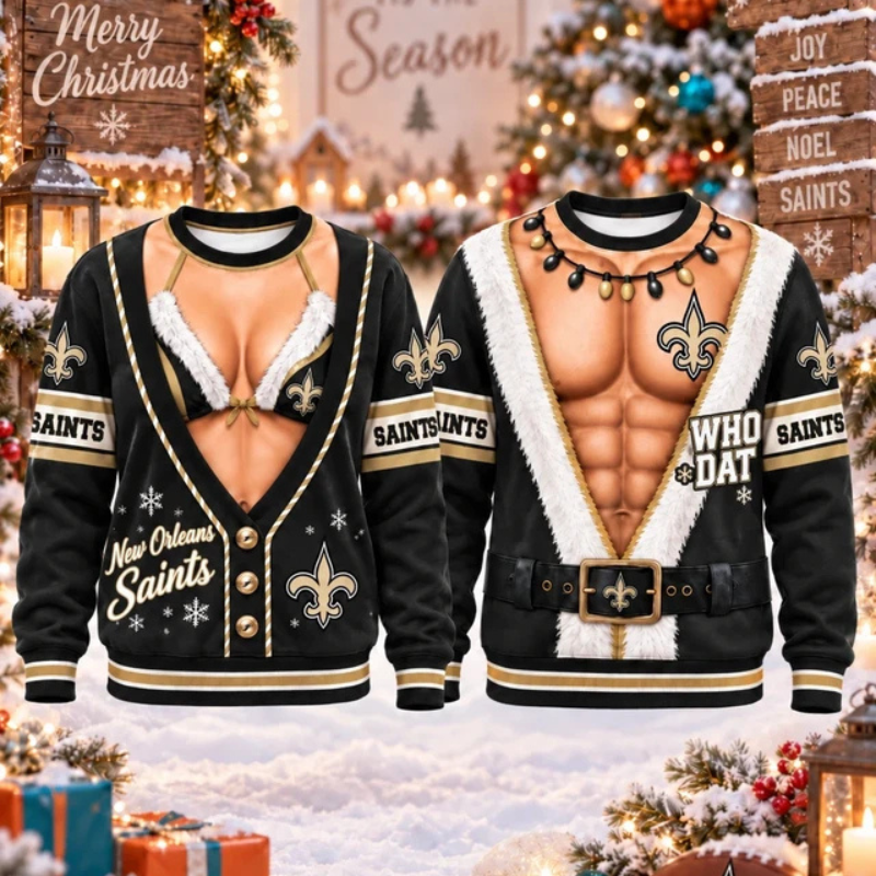 [SPECIAL OFFER] NEW CUSTOMIZED NFL24 NOS NEW ORLEANS SAINTS CHRISTMAS UNISEX SWEATSHIRT