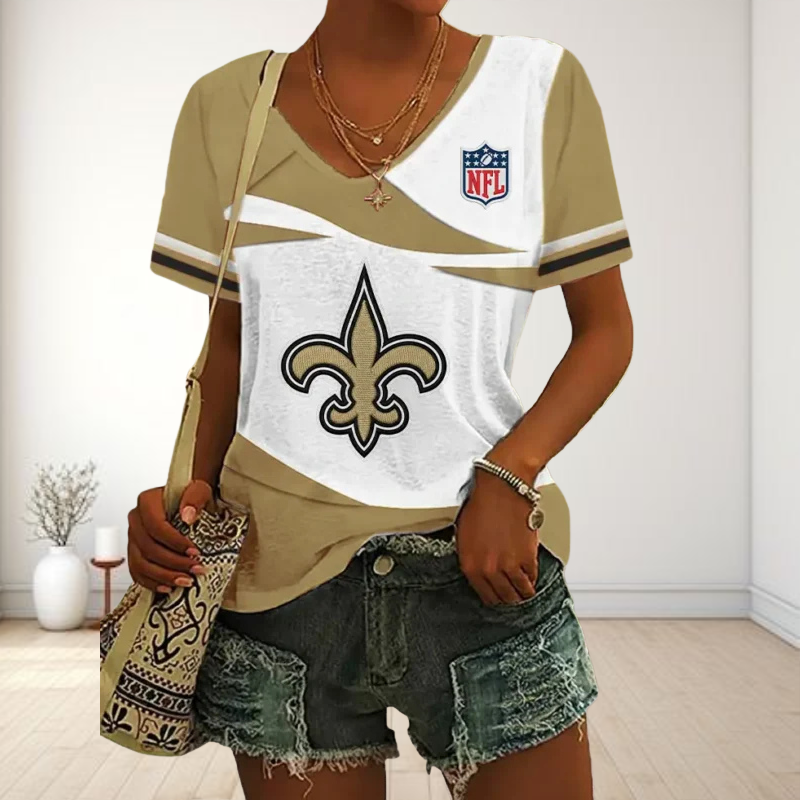 SPECIAL OFFER] NEW CUSTOMIZED NFL24 NOS NEW ORLEANS SAINTS V-NECK FEMALE SHIRT