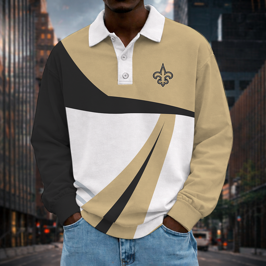 [SPECIAL OFFER] NEW CUSTOMIZED NFL24 NOS NEW ORLEANS SAINTS LONG SLEEVE POLO SHIRT