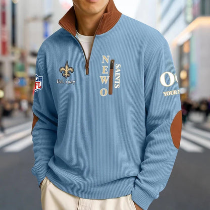 [SPECIAL OFFER] NEW CUSTOMIZED NFL24 NOS NEW ORLEANS SAINTS MULTICOLOR STRIPED QUATER ZIP SWEATSHIRT