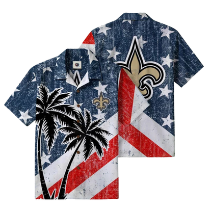 LIMITED EDITION - NEW CUSTOMIZED NFL24 NOS NEW ORLEANS SAINTS PATRIOTIC 250 USA HAWAIIAN SHIRT