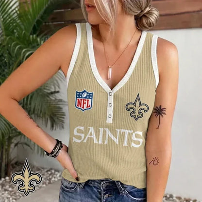 [SPECIAL OFFER] NEW CUSTOMIZED NFL24 NOS NEW ORLEANS SAINTS WOMEN'S V-NECK TANK TOP