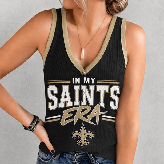 [SPECIAL OFFER] NEW CUSTOMIZED NFL24 NOS NEW ORLEANS SAINTS WOMEN'S V-NECK TANK TOP
