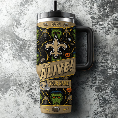 [SPECIAL OFFER] NEW CUSTOMIZED NFL24 NOS NEW ORLEANS SAINTS HALLOWEEN  40OZ TUMBLER