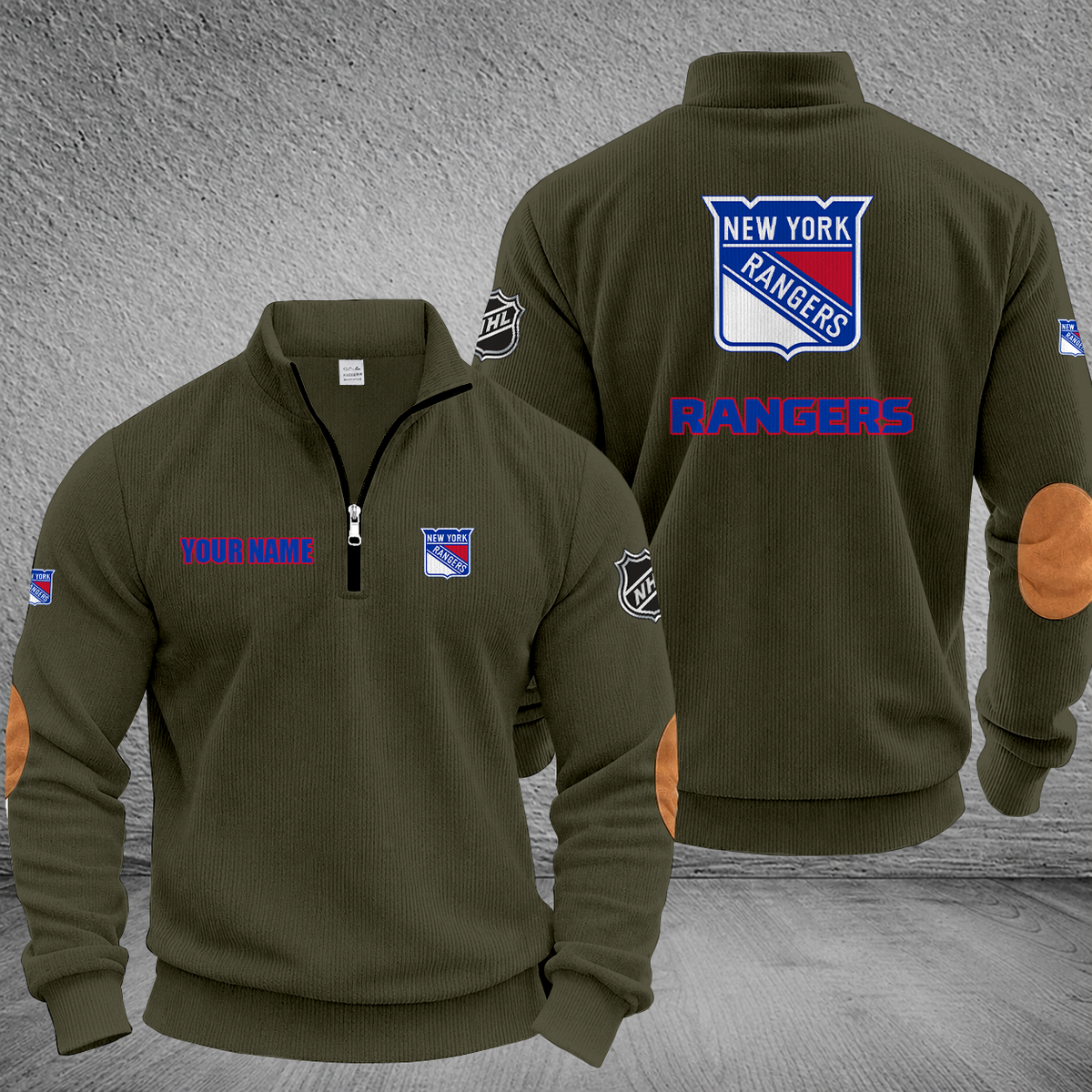 [SUPER SALE] NEW CUSTOMIZED NHL24 NYR NEW YORK RANGERS MULTICOLOR STRIPED QUATER ZIP SWEATSHIRT