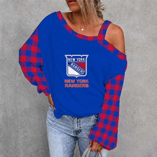 [SUPER SALE] NEW CUSTOMIZED NHL24 NYR NEW YORK RANGERS DROP SHOULDER SWEATSHIRT