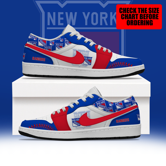 [SUPER SALE] NEW CUSTOMIZED NHL24 NYR NEW YORK RANGERS AIR JORDAN LOW SHOES