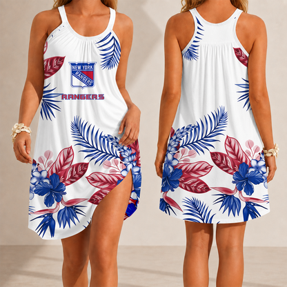 [SUPER SALE] NEW CUSTOMIZED NHL24 NYR NEW YORK RANGERS CAMISOLE DRESS