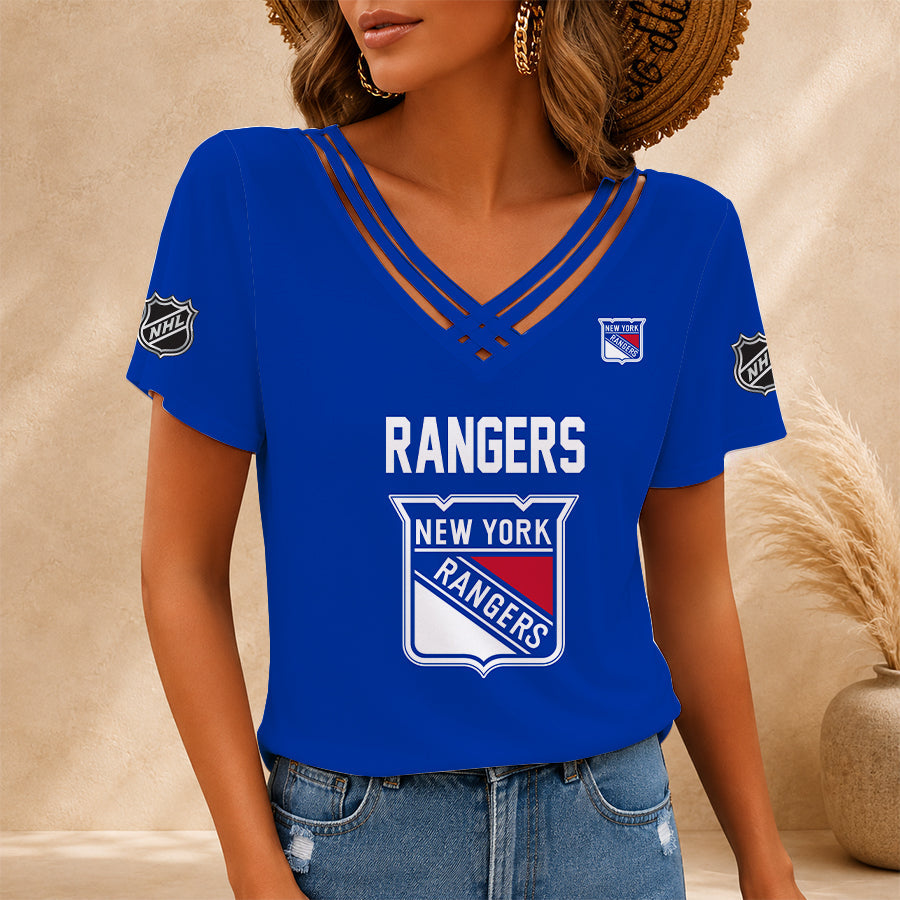 [SUPER SALE] NEW CUSTOMIZED NHL24 NYR NEW YORK RANGERS V-NECK SHIRT