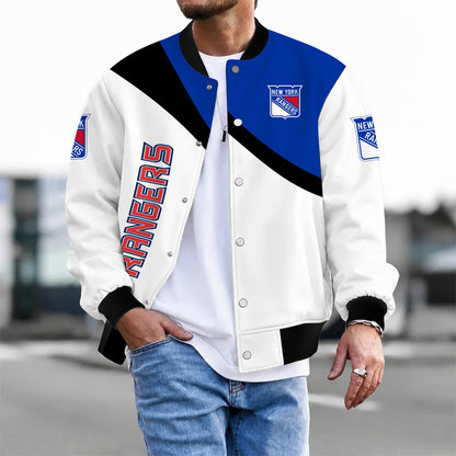 [SUPER SALE] NEW CUSTOMIZED NHL24 NYR NEW YORK RANGERS SATIN VARSITY JACKET & BASEBALL JACKET