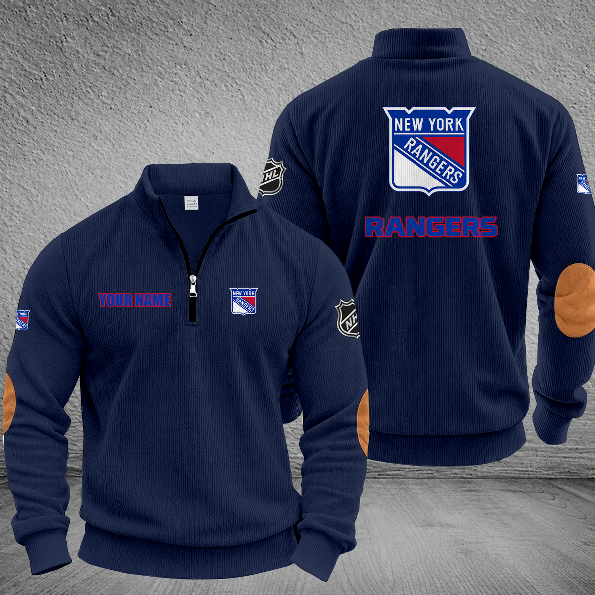 [SUPER SALE] NEW CUSTOMIZED NHL24 NYR NEW YORK RANGERS MULTICOLOR STRIPED QUATER ZIP SWEATSHIRT