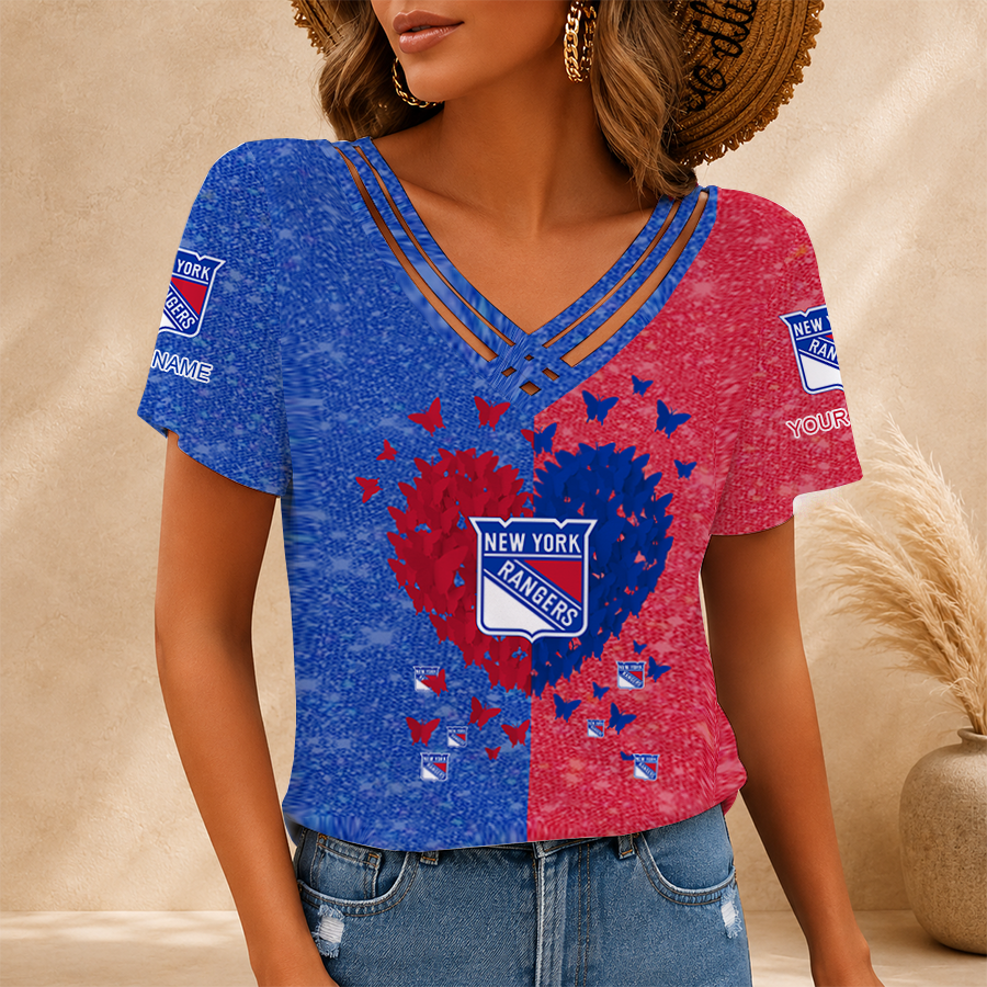 [SUPER SALE] NEW CUSTOMIZED NHL24 NYR NEW YORK RANGERS V-NECK SHIRT