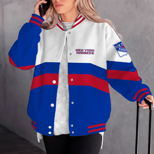 [SUPER SALE] NEW CUSTOMIZED NHL24 NYR NEW YORK RANGERS SATIN VARSITY JACKET & BASEBALL JACKET
