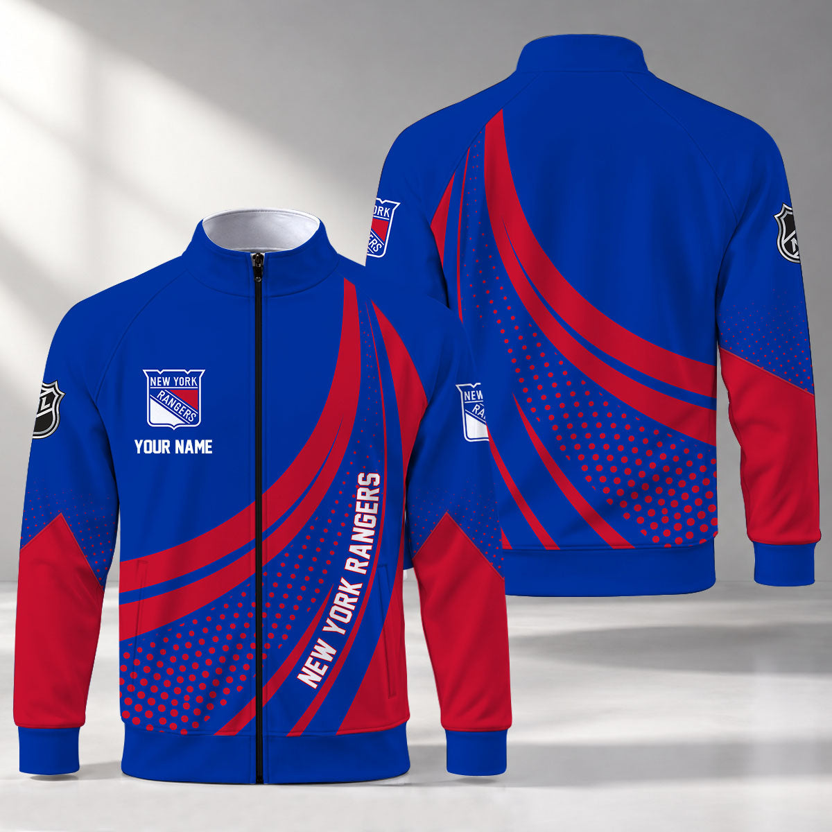 [SUPER SALE] NEW CUSTOMIZED NHL24 NYR NEW YORK RANGERS STAND COLLAR JACKET