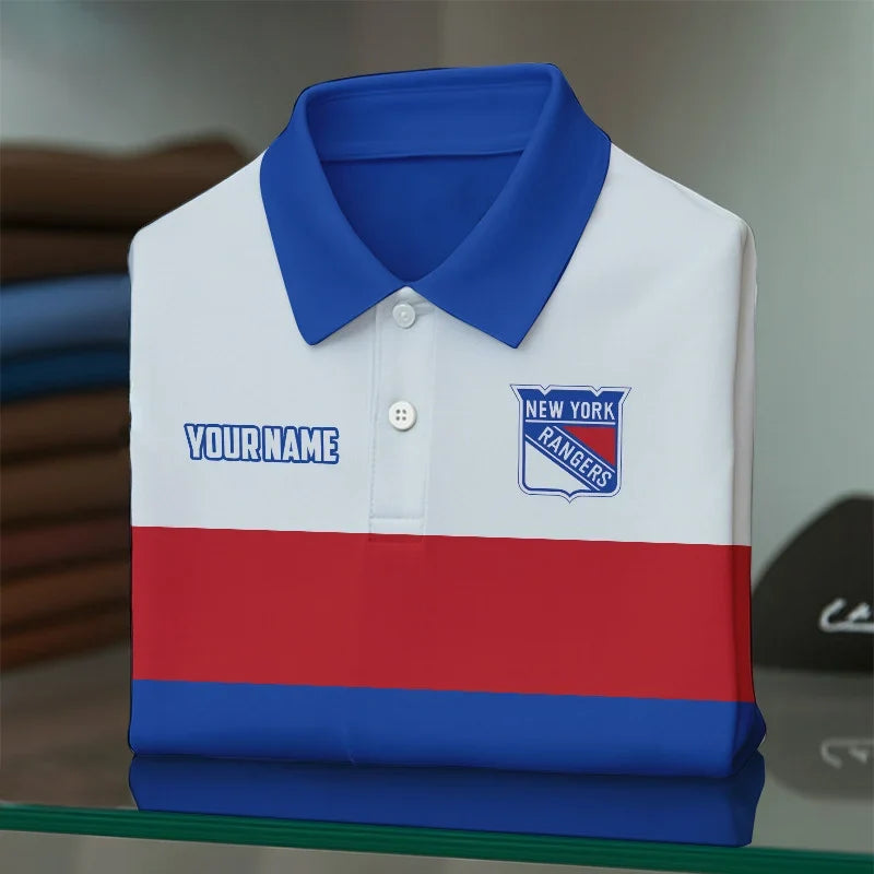 [SUPER SALE] NEW CUSTOMIZED NHL24 NYR NEW YORK RANGERS POLO SHIRT