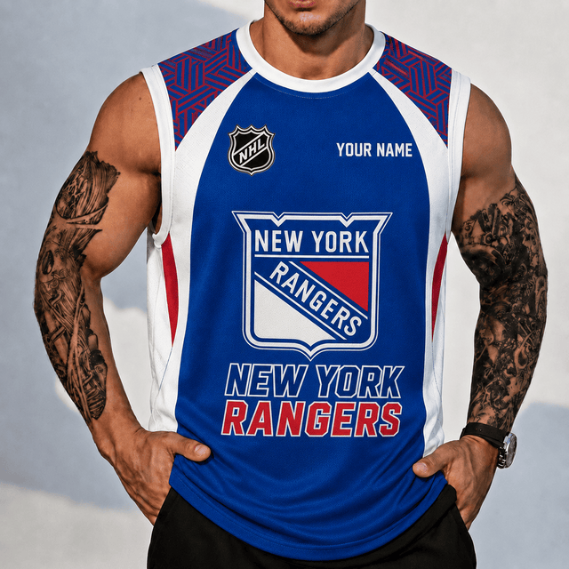 [SUPER SALE] NEW CUSTOMIZED NHL24 NYR NEW YORK RANGERS TANK TOP & GYM SHIRT