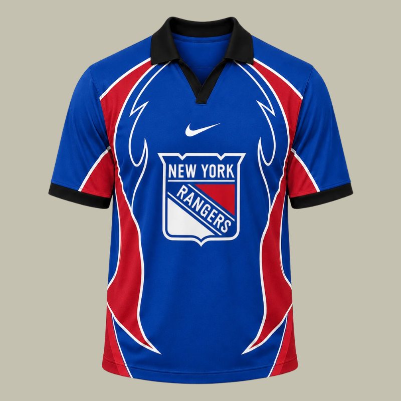 [SUPER SALE] NEW CUSTOMIZED NHL24 NYR NEW YORK RANGERS POLO SHIRT